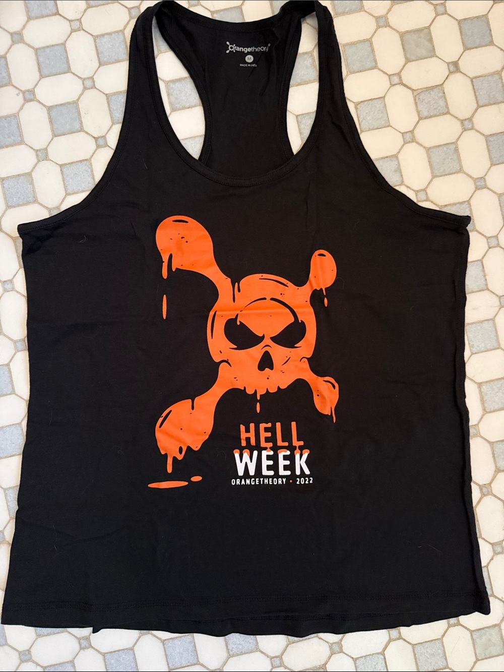 Orangetheory Black Tank with Orange Skull Graphic